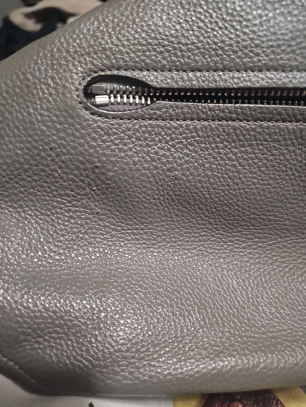 COACH Pebbled Leather Hobo Bag in Gray with Stud Accents